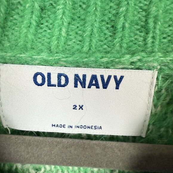 Old Navy Holiday Print Mock Neck Sweater In Green Snowflake Plus Size 2X - Picture 6 of 8